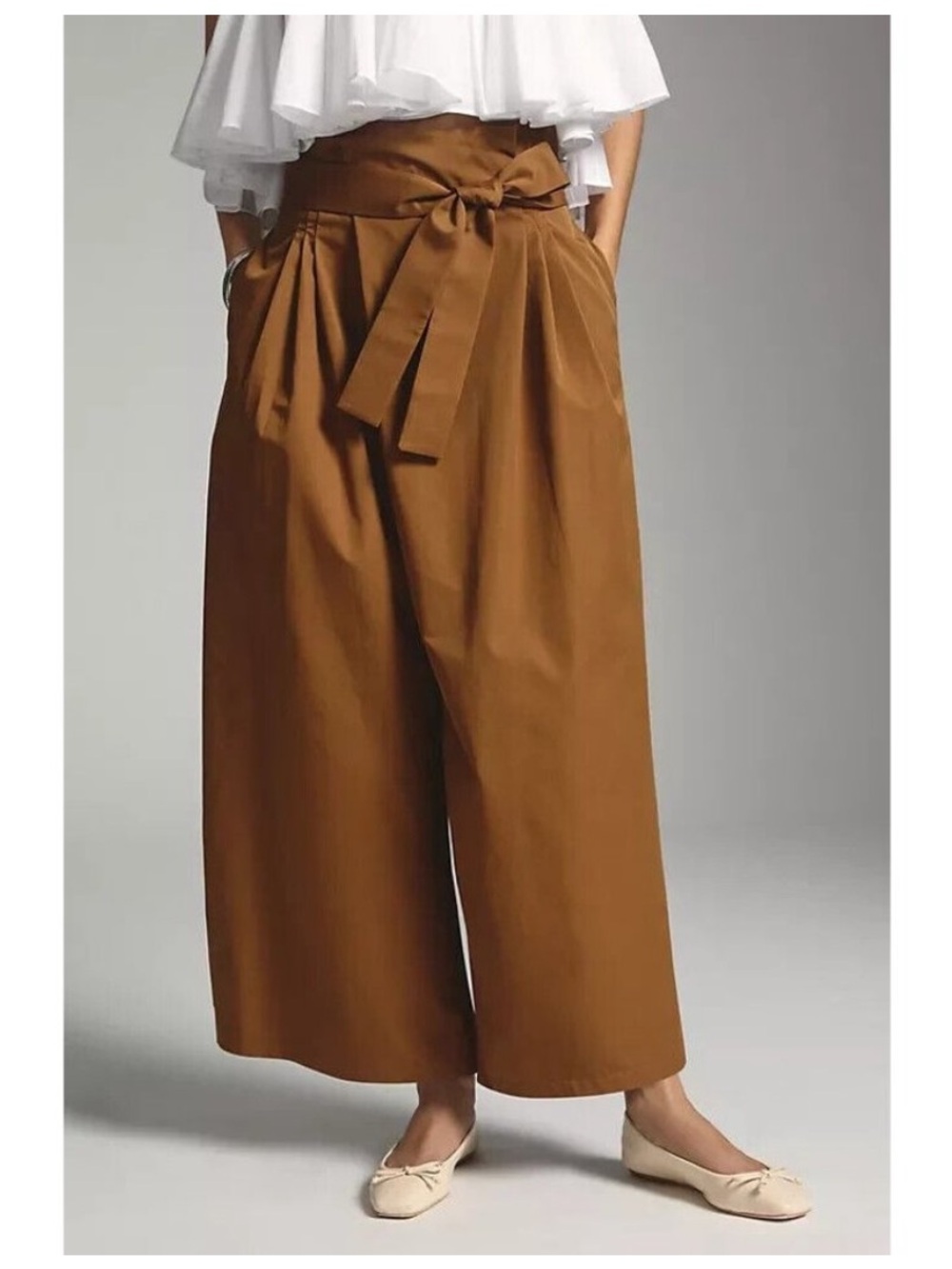 Anthropologie Exquise Pants Pleated Tie-Front Trousers in Copper Size Small - Picture 6 of 12